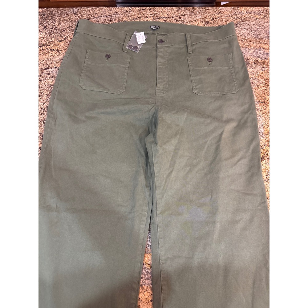 J. Crew Sailor Slim Wide Leg Chino Pant Cotton and Elastane BY637 Green  Size 35